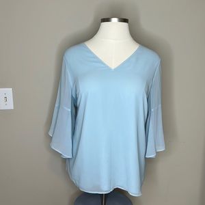 Calvin Klein Baby Blue Flutter sleeve blouse 1X
